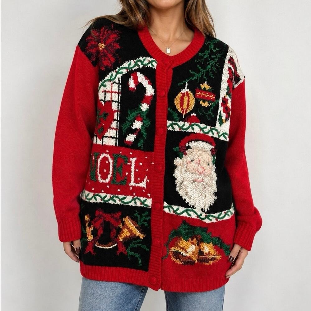 Vintage Heirloom Collectibles Knitted Christmas Sweater Cardigan cobincore Sz S